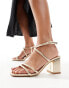 SEQWL Wide Fit mid block heel sandals in gold