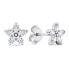 Sparkling silver earrings with clear zircons Flowers EA591W