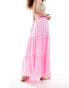 Monki tiered maxi skirt in pink Розовый, 2XS - EU 32 - фото #5