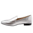 Trotters Gemma T2005-040 Womens Silver Narrow Leather Loafer Flats Shoes