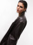Фото #4 товара Topshop faux leather oversized blazer jacket in chocolate