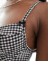 Фото #2 товара Reclaimed Vintage underwire swimsuit in black gingham with bows