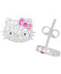 ფოტო #1 პროდუქტის Hello Kitty Crystal & Enamel Stud Earrings in Sterling Silver, Created for Macy's