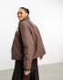 Karl Kani OG puffer jacket in brown with wavy zip detail