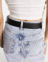 Фото #4 товара ASOS DESIGN chunky gold buckle waist and hip jeans belt in black