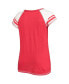 ფოტო #4 პროდუქტის Women's Red Los Angeles Angels Curvy Colorblock Tri-Blend Raglan V-Neck T-shirt