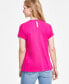 Фото #2 товара Women's Rhinestone-Trim Tee, Created for Macy's