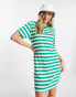 Monki striped dress in green stripe