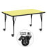 Фото #1 товара Mobile 30''W X 60''L Rectangular Yellow Thermal Laminate Activity Table - Height Adjustable Short Legs