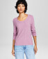 Фото #1 товара Women's Ribbed Scoop-Neck Top, Created for Macy's