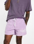 ASOS DESIGN oversized towelling shorts with embroidery in purple