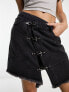 Фото #1 товара Urban Revivo asymmetric denim mini skirt in grey