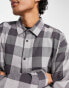 COLLUSION Unisex oversized skater check shirt in grey