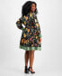 ფოტო #2 პროდუქტის Plus Size Floral V-Neck Contrast-Trim Dress