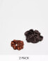 Фото #1 товара & Other Stories hair scrunchie 2-pack in mixed sizes in brown