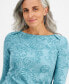 Фото #3 товара Petite Printed 3/4-Sleeve Knit Top, Created for Macy's