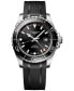 ფოტო #1 პროდუქტის Men's Swiss Automatic Hydroconquest GMT Black Rubber Strap Watch 43mm