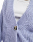 ONLY ribbed knit button down cardigan in pale blue