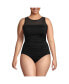 Фото #1 товара Plus Size Chlorine Resistant Smoothing Control Mesh High Neck One Piece Swimsuit
