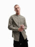 ASOS DESIGN slim fit oxford shirt with grandad collar in washed khaki