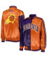 ფოტო #5 პროდუქტის Women's Purple, Orange Phoenix Suns Split Colorblock Satin Full-Snap Varsity Jacket
