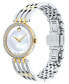 ფოტო #4 პროდუქტის Women's Swiss Esperanza Diamond (1/4 ct. t.w.) Two-Tone PVD Stainless Steel Bracelet Watch 28mm