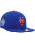 Фото #1 товара Men's Royal New York Mets 9, 11 Memorial Side Patch 59Fifty Fitted Hat