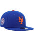 ფოტო #1 პროდუქტის Men's Royal New York Mets 9, 11 Memorial Side Patch 59Fifty Fitted Hat