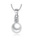 Фото #1 товара Hollywood Sensation pearl Pendant Necklace with Cubic Zirconia Accent Stone Necklace
