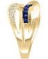 ფოტო #5 პროდუქტის EFFY® Sapphire (1/3 ct. t.w.) & Diamond (1/10 ct. t.w.) Crossover Statement Ring in 14k Gold