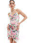 Фото #1 товара ASOS DESIGN draped structured bandeau mini dress in floral print