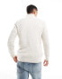 ASOS DESIGN knitted half zip plush jumper in cream