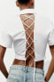 Фото #10 товара Рубашка из габардина с завязками ZARA