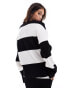 Фото #3 товара 4th & Reckless v neck oversized jumper co-ord in black and white stripe