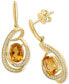 ფოტო #1 პროდუქტის EFFY® Citrine (2-7/8 ct. t.w.) & Diamond (1/5 ct. t.w.) Spiral Drop Earrings in 14k Gold