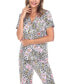 Women's Short Sleeve Pants Tropical Pajama Set, 2-Piece