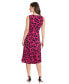 ფოტო #2 პროდუქტის Petite Floral-Print Jewel-Neck Midi Dress