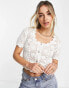 Фото #1 товара Monki crochet button front top in white