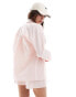 The Frolic raye oversized shirt in pink and white stripe