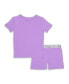 ფოტო #1 პროდუქტის Toddler| Child Girls Lavender 2-Piece Short Sleeve & Shorts Pajama Set