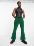 ASOS DESIGN flare joggers in green velour burnout