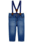 Фото #1 товара Baby Knit-Denim Suspender Pants 12M