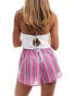 Фото #2 товара Mango striped woven shorts in pink