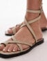 Topshop Kai leather sandals with toe loop in off white Белый, 37 - фото #2