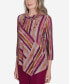 ფოტო #3 პროდუქტის Petite Wine Country Spliced Stripe Necklace Top