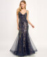 Фото #1 товара Juniors' Sequin-Pattern Mesh Mermaid Gown, Created for Macy's
