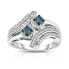 ფოტო #1 პროდუქტის Blue and White Two Stone Diamond Ring (1/2 ct. t.w.) in Sterling Silver