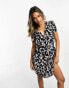 Фото #1 товара French Connection printed jersey mini dress in black