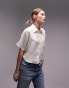 Topshop crop lightweight twill shirt in ivory