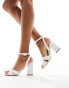 Фото #4 товара Be Mine Bridal Snuggle plisse block heeled sandals in ivory